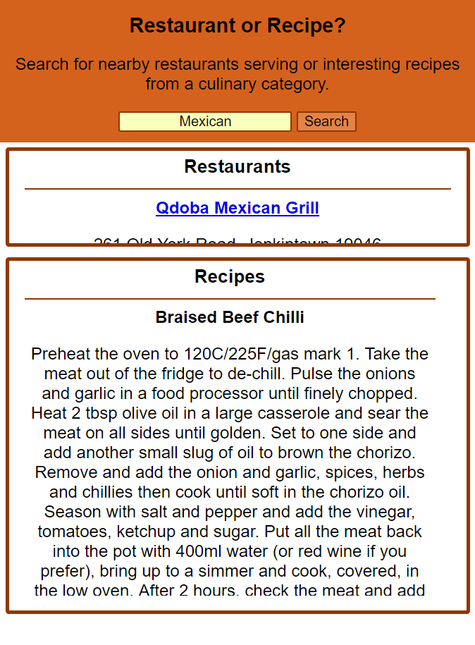 restaurant or recipe screenshot